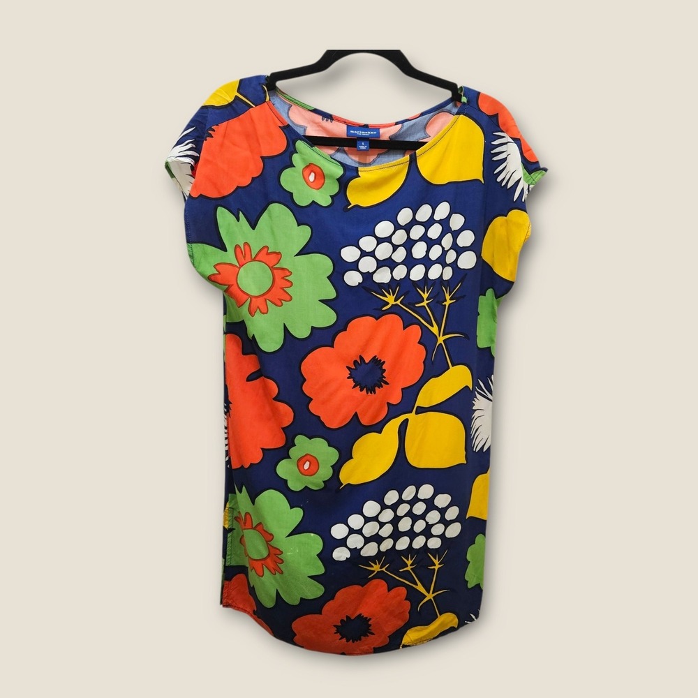 Marimekko for Target Floral Print Rayon Shift Dress Colorful Mod Mini S‎